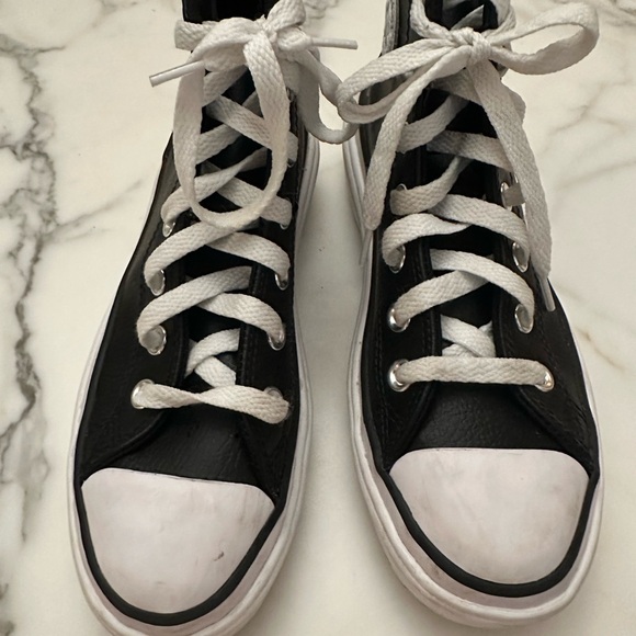 girls platform leather converse chuck taylor all star HI lugged lift - Picture 4 of 5